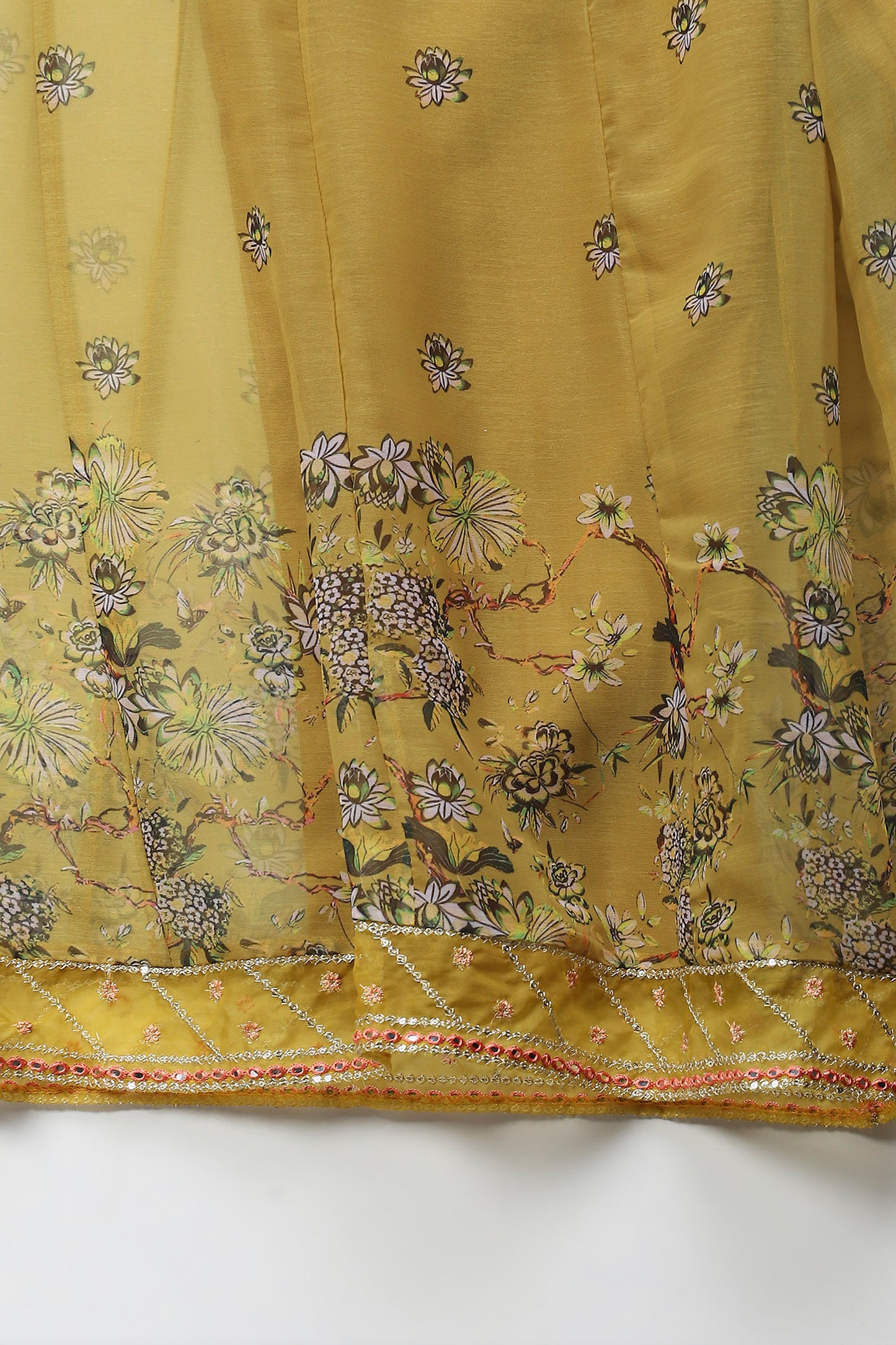 Yellow Angrakha Printed Suit Set for Women