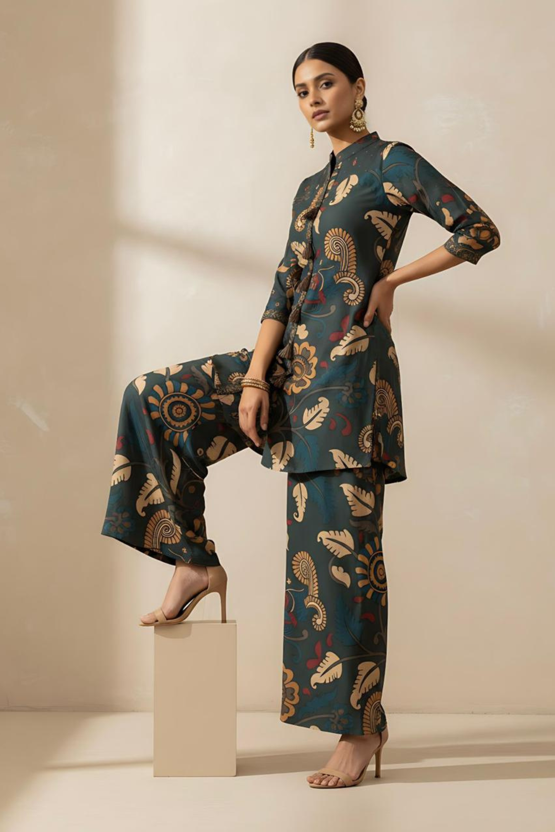 Green Kalamkari Printed Co-ord Set