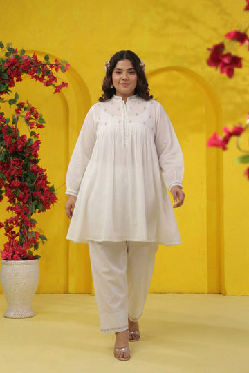 White Mul Mul Cotton Co-Ord Set
