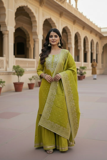 Heena Green Festive Sharara Outfit with Luxe Ethnic Detailing