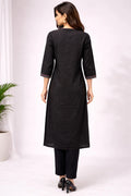 Black Embroidered Two-Piece Co-ord Set - Qurbat 