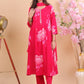 Radiant  Magenta Rayon Floral Suit Set with Dupatta