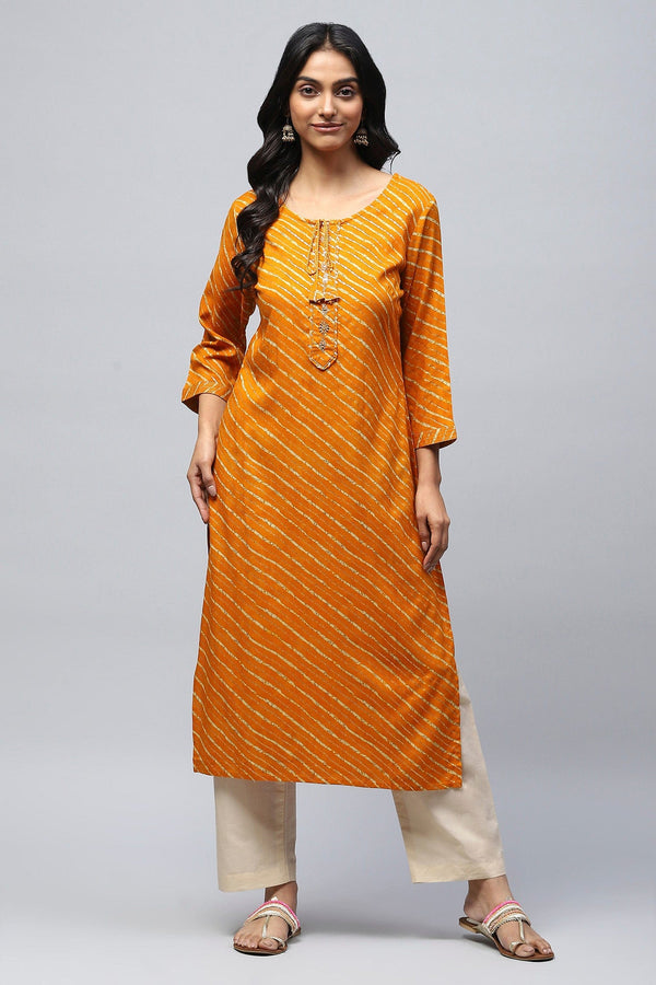 Mustard Bandhani Print  Kurta