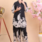 Elegant Black & White Floral Printed Co-ord Set
