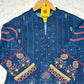 Navy Blue Muslin Co-ord Set with Intricate Floral & Geometric Print