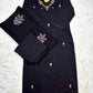 Elegant Black Cotton Embroidered 3-Piece Suit Set