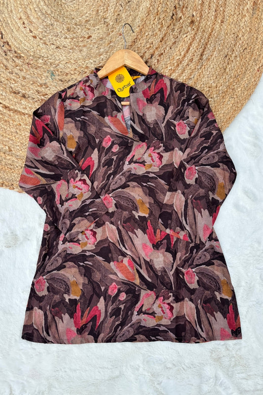 Floral Muslin Short Kurti – Lightweight & Elegant
