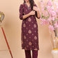 Premium Muslin Kurta & Pant Set in Wine Shade