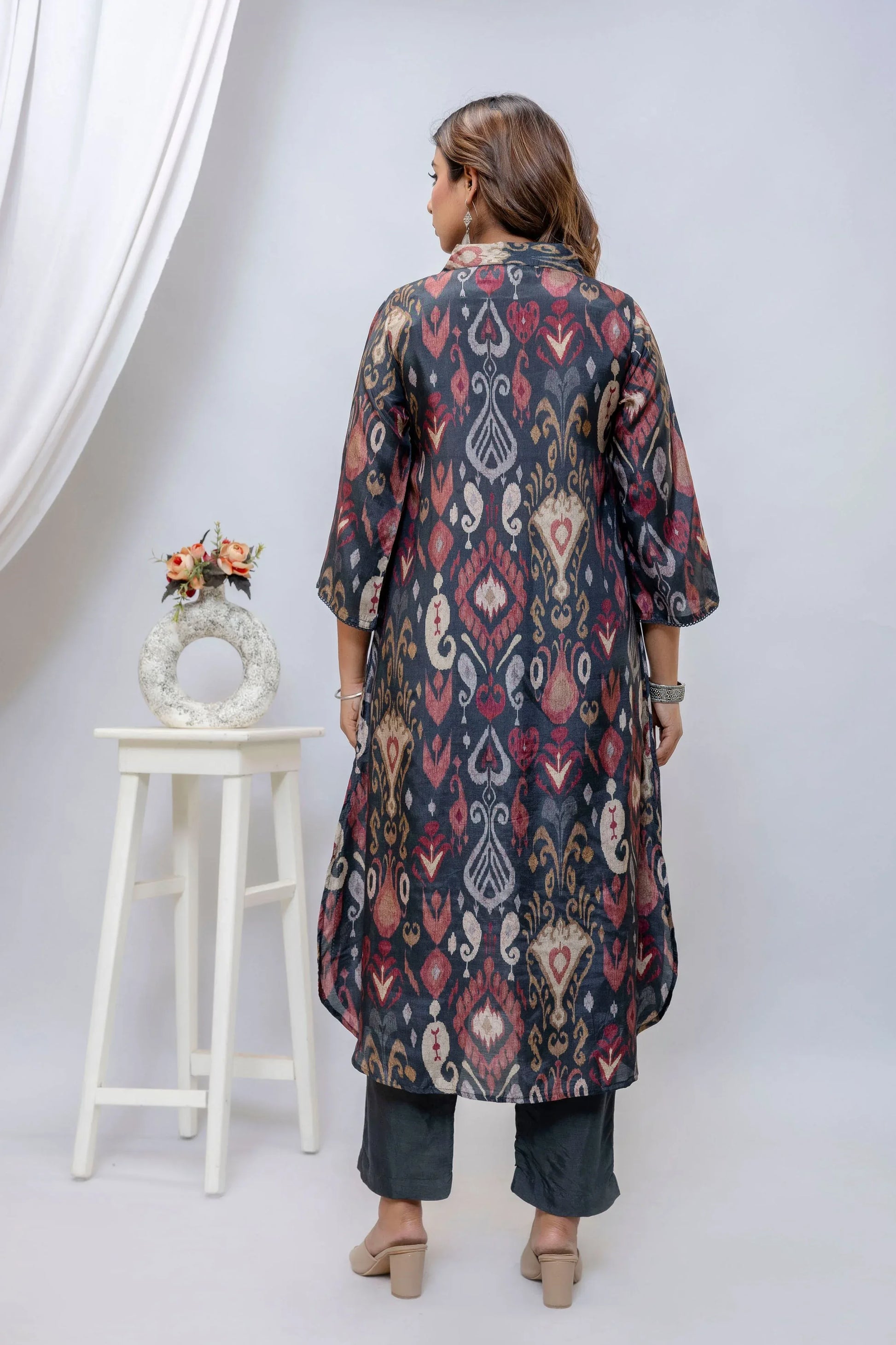 Black Printed Two-Piece Co-ord Set - Qurbat 