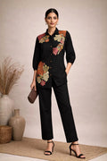 Black Embroidered Co-ord Set - Qurbat 