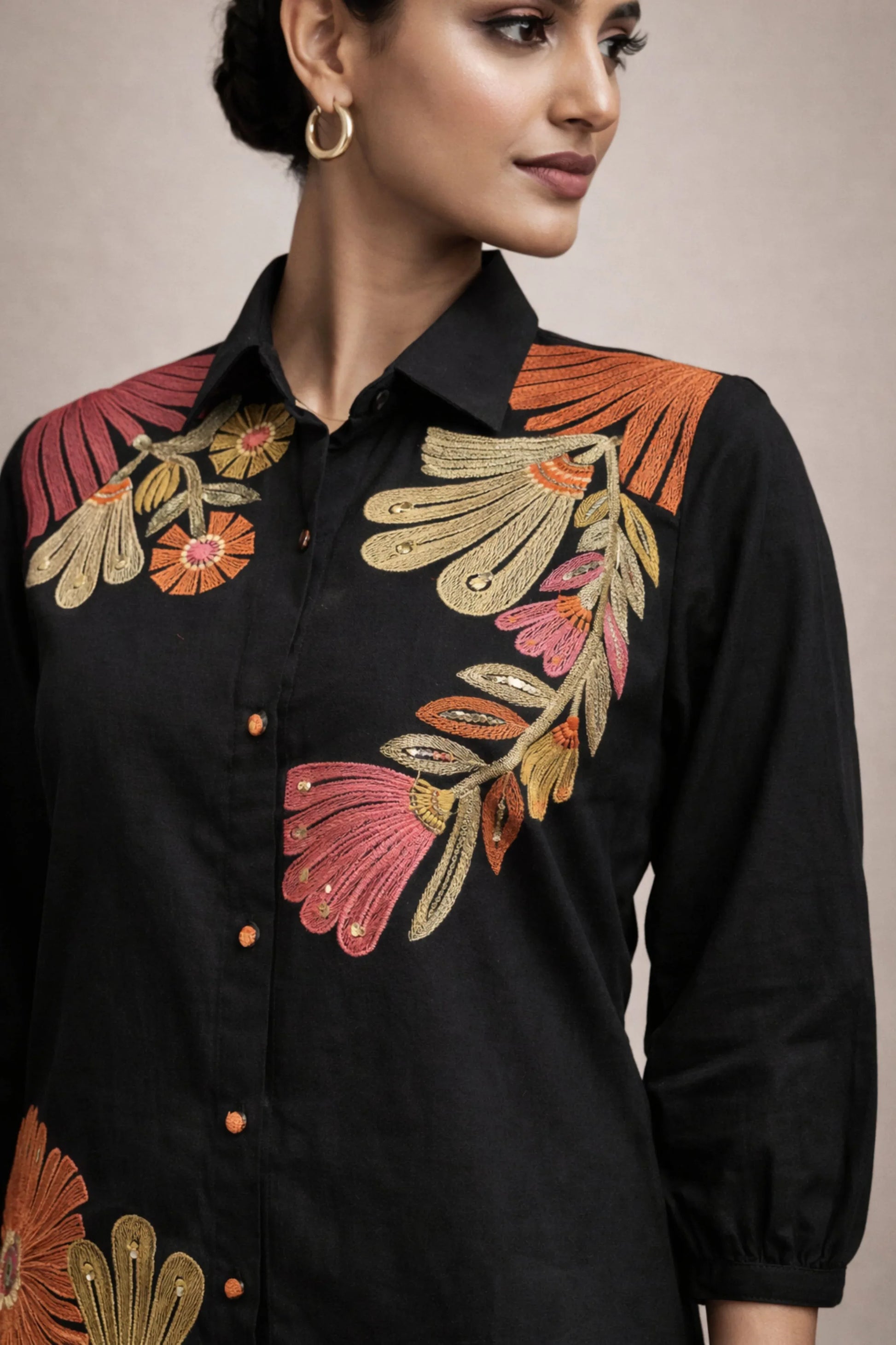 Black Embroidered Co-ord Set - Qurbat 