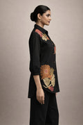 Black Embroidered Co-ord Set - Qurbat 