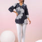 Black Russian Silk Short Kurti