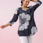 Black Russian Silk Short Kurti