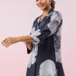 Black Russian Silk Short Kurti