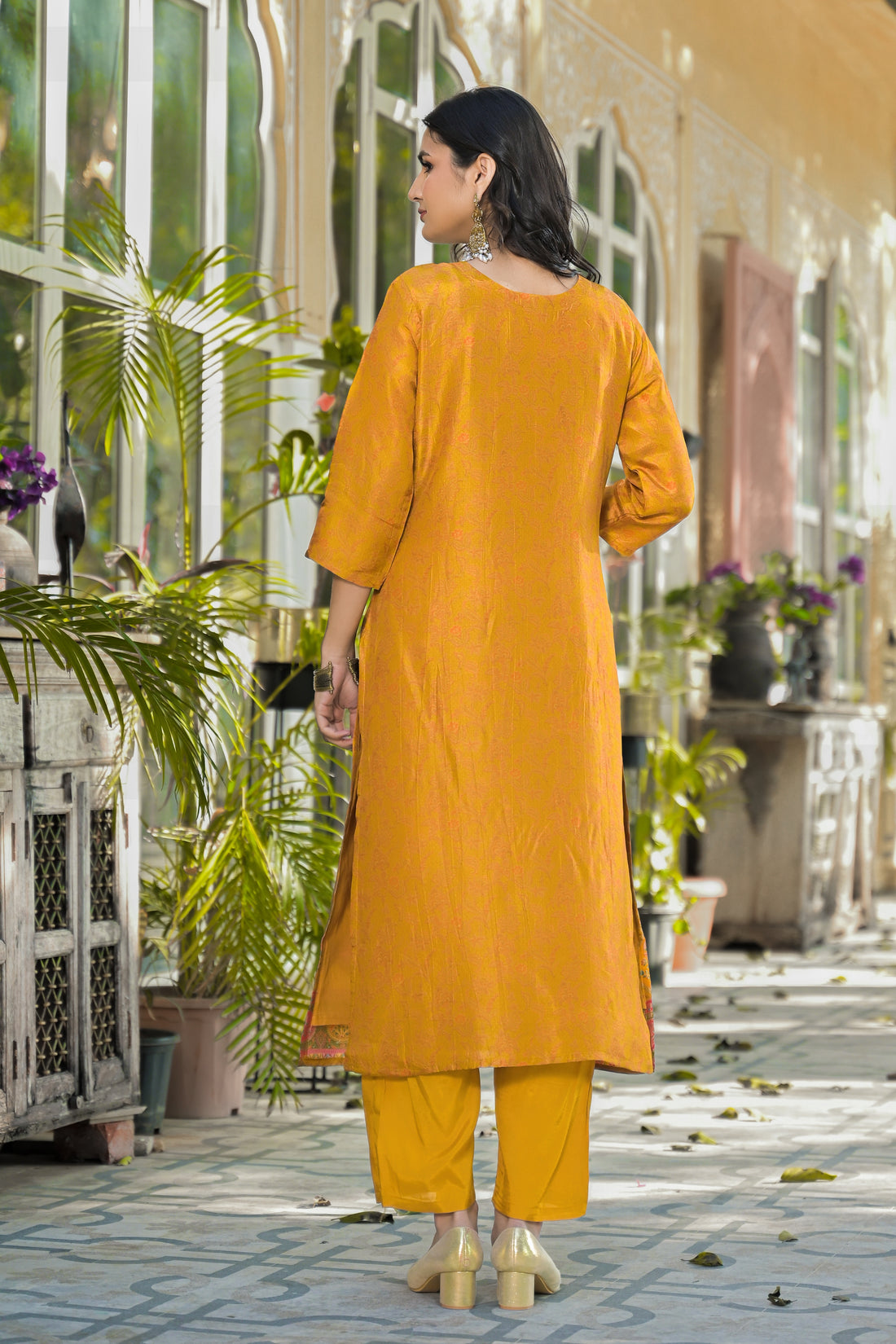 Qurbat Signature Yellow Kurta Set – Handcrafted Zari Work & Bandhani Prints