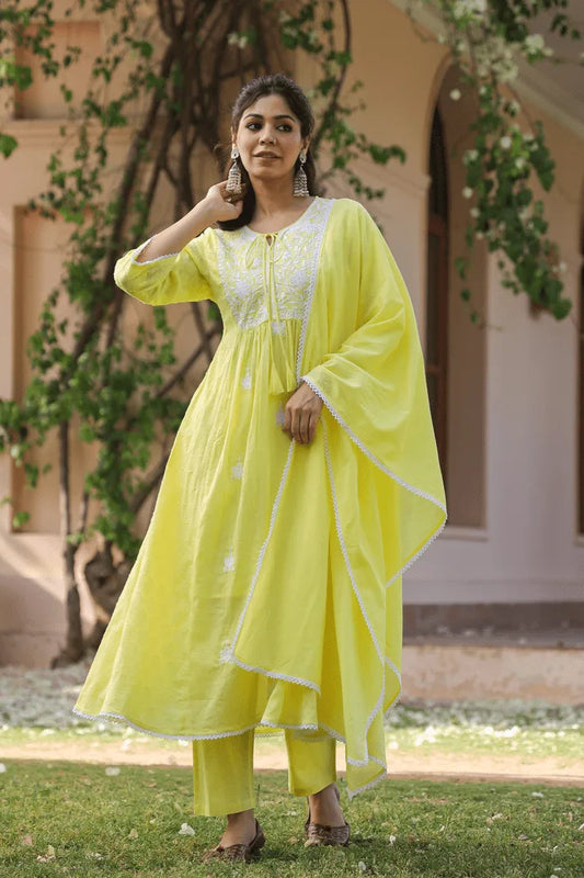 Sunshine Bloom Chikankari Suit Set