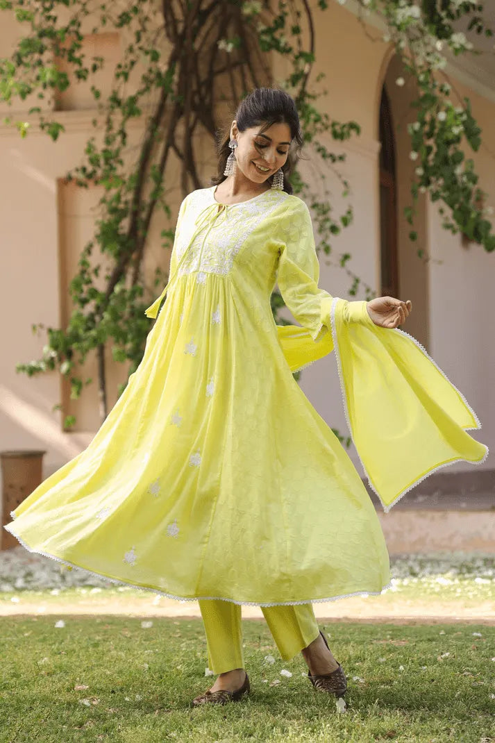 Sunshine Bloom Chikankari Suit Set