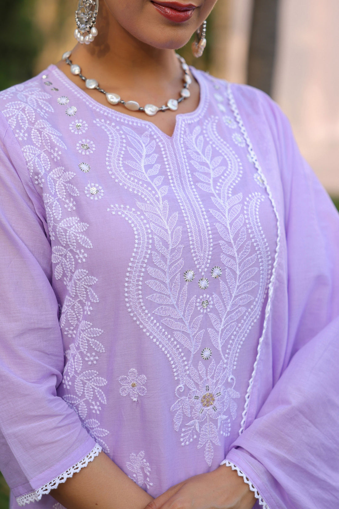 Lavender Bloom Chikankari Suit Set