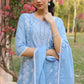 Azure Bloom Chikankari Suit Set