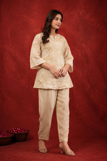 Women's Chiku Floral Appliqué Embroidered Co-Ord Set