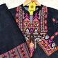 Black Muslin Co-ord Set with Multicolor Ethnic Print
