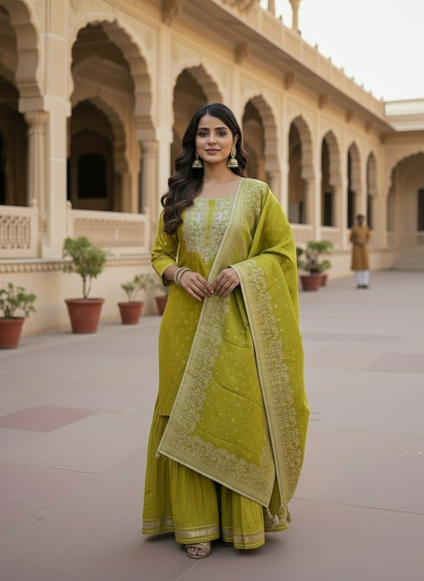 Heena Green Festive Sharara Outfit with Luxe Ethnic Detailing