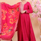 Radiant Pink Silk Anarkali Suit Set with Floral Dupatta & Intricate Embroidery