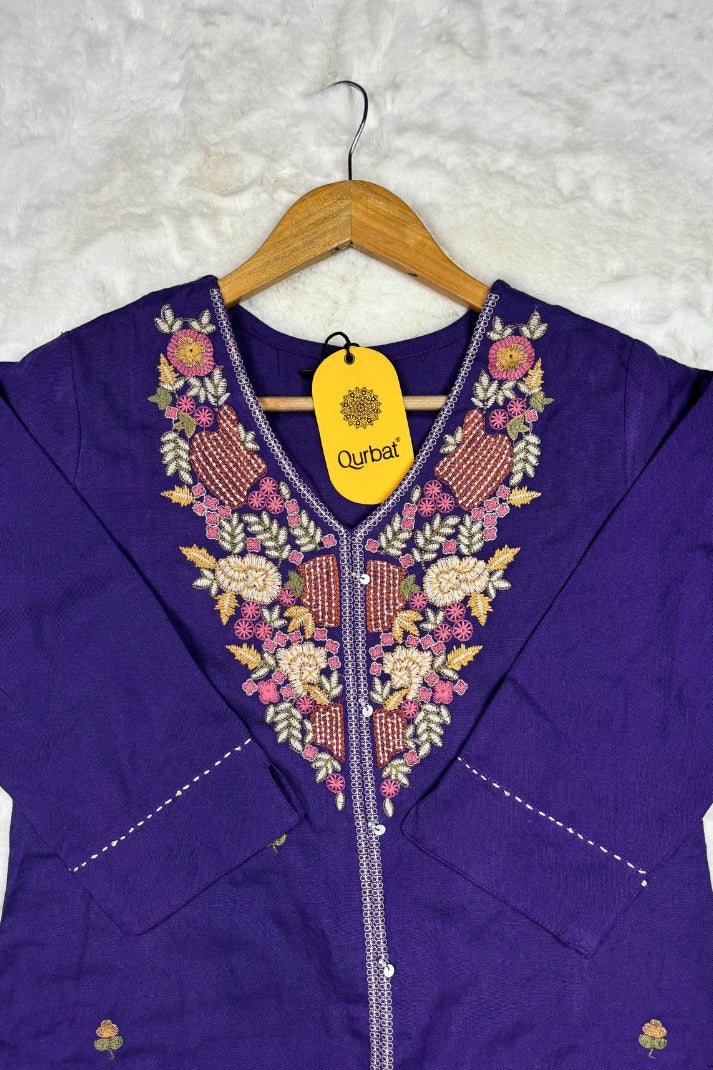 Premium Purple Suit Set with Hand Embroidery