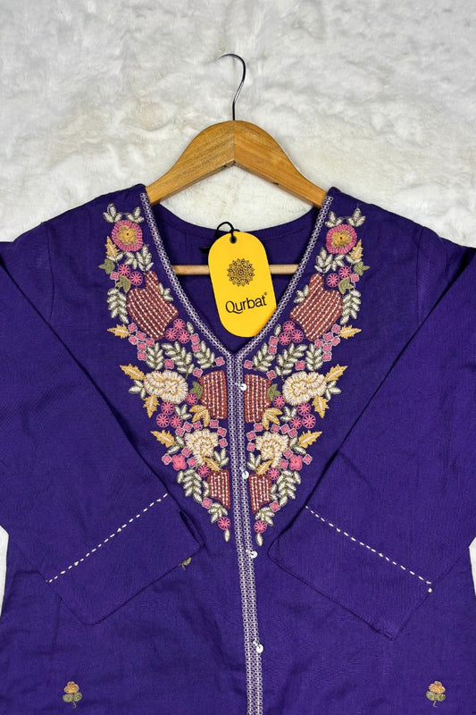 Premium Purple Suit Set with Hand Embroidery