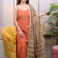 Rust Orange Cotton Kurta Set with Kalamkari Dupatta – 3 Piece Ethnic Ensemble