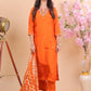 Vibrant Orange Miscos Suit Set with Embroidered Kurta & Patterned Dupatta