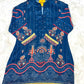 Navy Blue Muslin Co-ord Set with Intricate Floral & Geometric Print