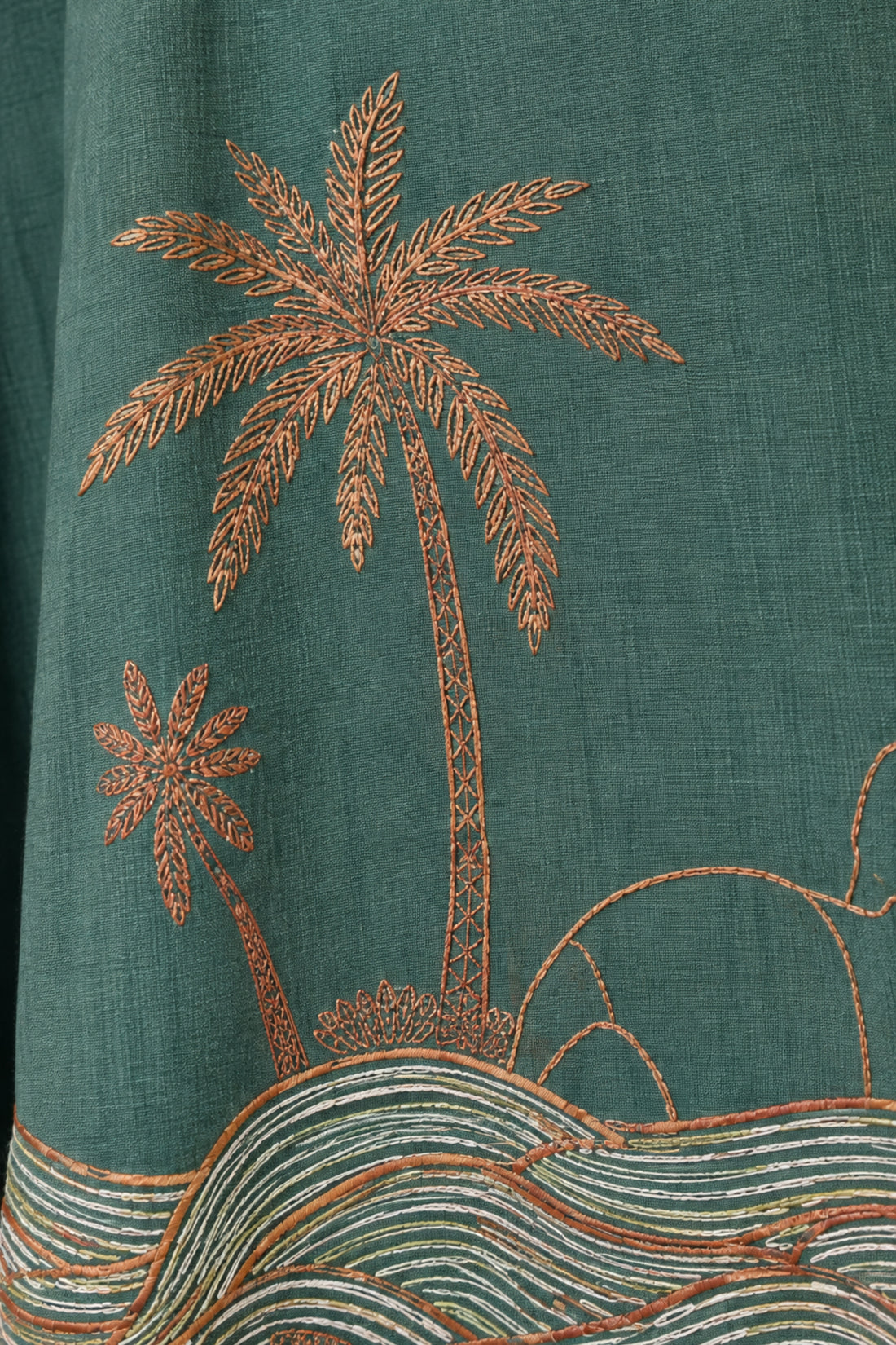 Women's Green Embroidered Shirt Collar Co-Ord Set