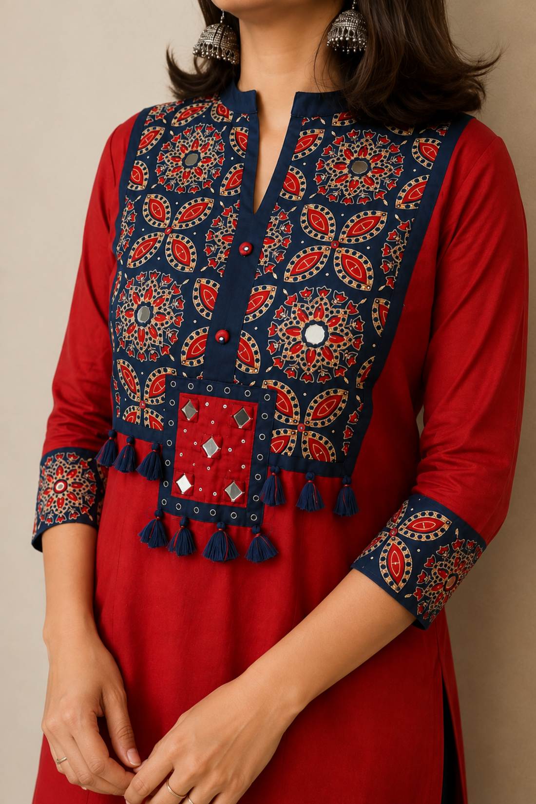 Women's Maroon Printed Straight Kurta Set with Dupatta