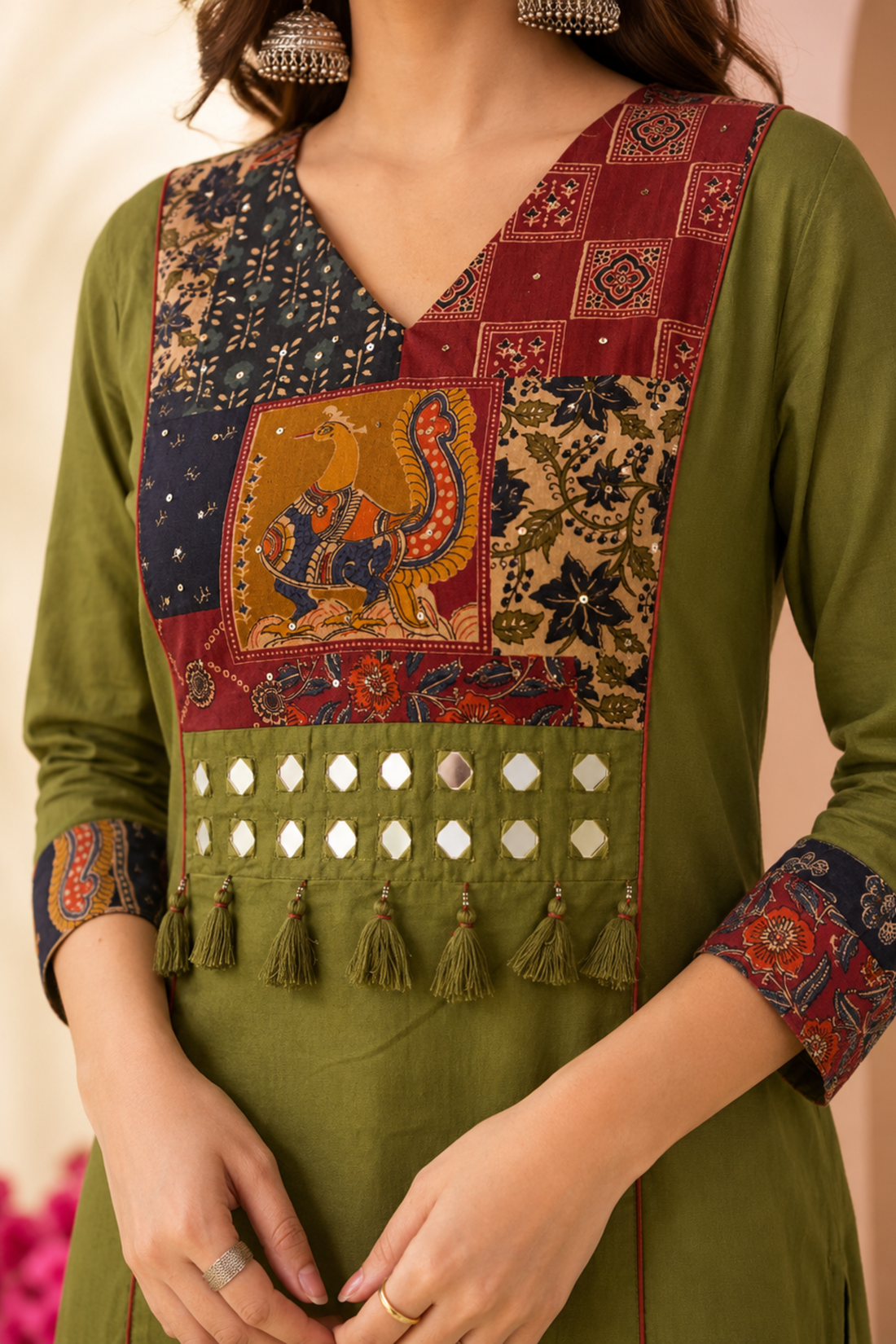 Women's Green Printed Straight Kurta Set with Dupatta
