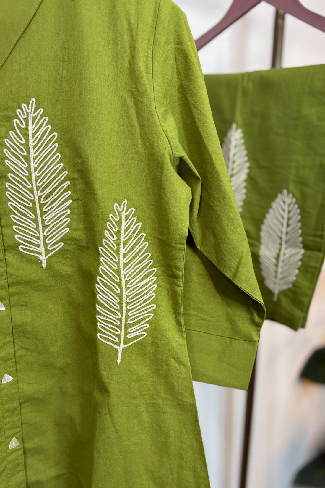 Parrot Green Cotton Flex Co-Ord Set