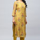 Mustard Printed Readymade Suit Set for Women with Mirror Work – Chic & Traditional