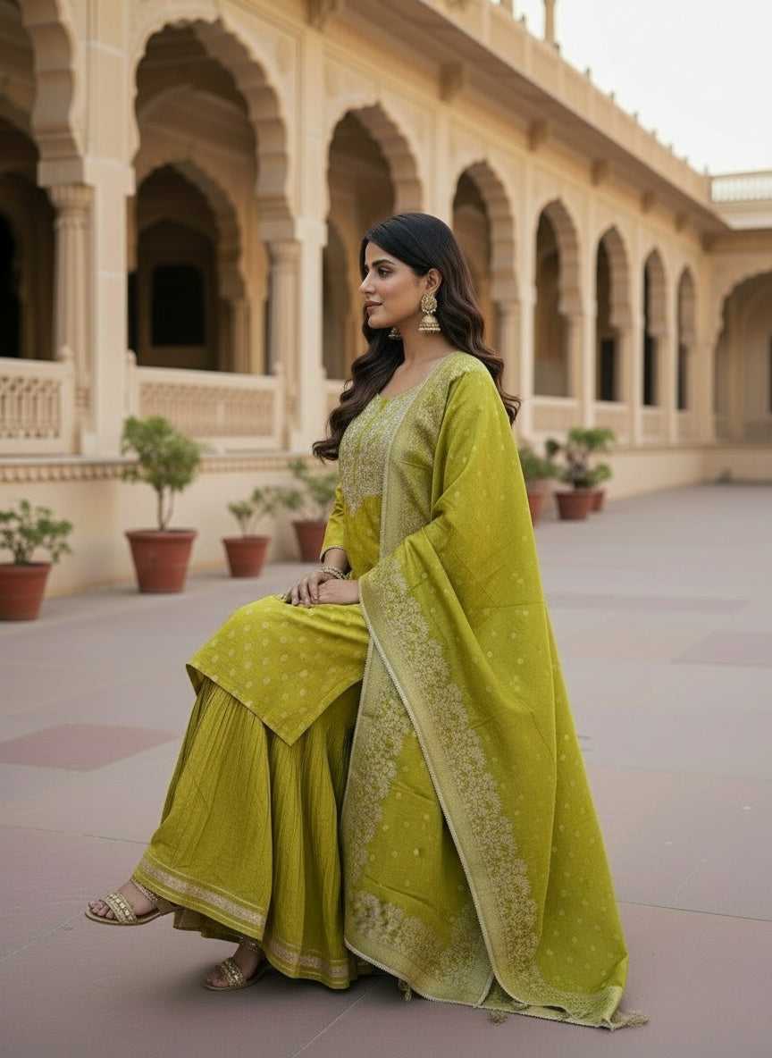 Heena Green Festive Sharara Outfit with Luxe Ethnic Detailing