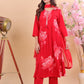 Radiant Red Rayon Floral Printed Suit Set with Dupatta