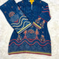 Navy Blue Muslin Co-ord Set with Intricate Floral & Geometric Print