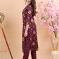 Premium Muslin Kurta & Pant Set in Wine Shade