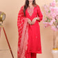 Luxury Red Silk Suit with Zari Embroidery and Dupatta