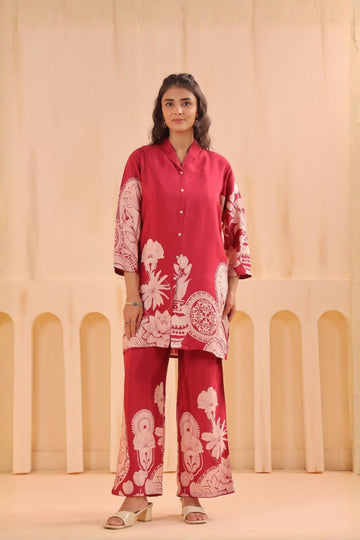 Rose Pink Russian Silk Co-Ord Set