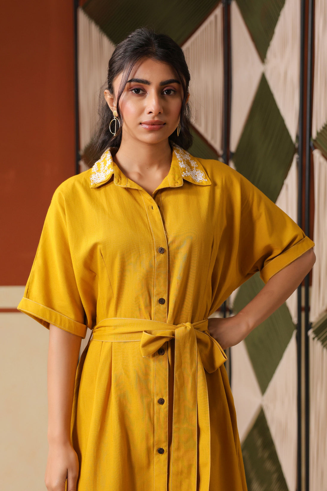 Mustard Mul Mul Cotton Dress