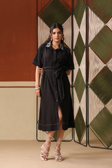 Black Mul Mul Cotton Dress