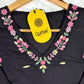 Elegant Black Cotton Embroidered 3-Piece Suit Set