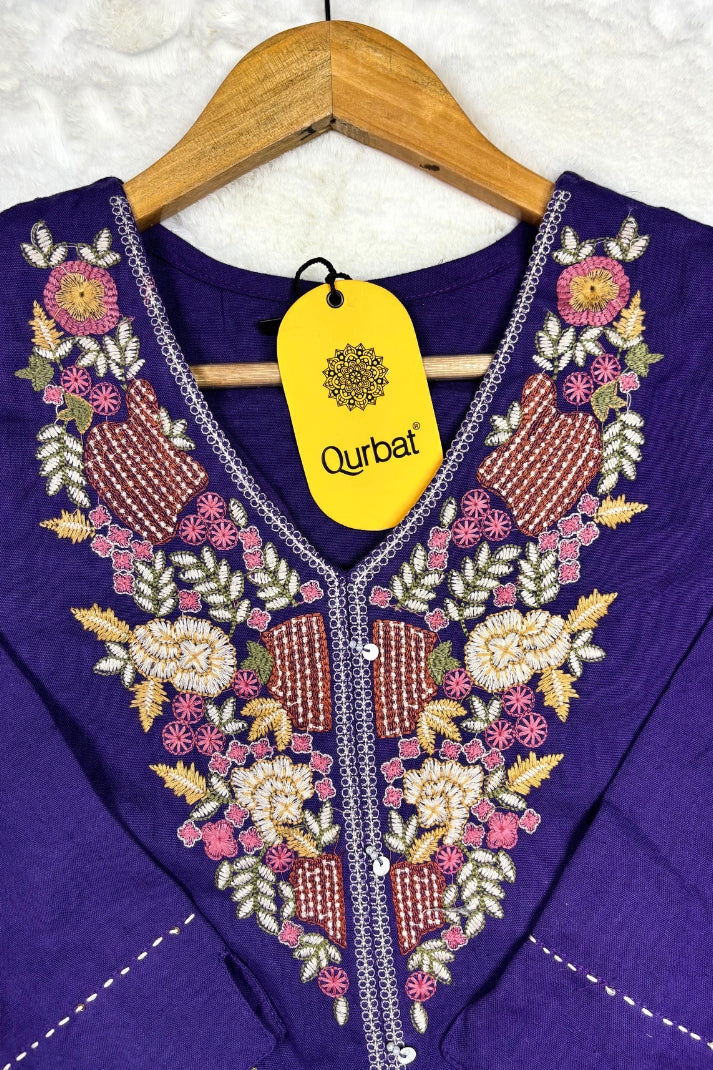 Premium Purple Suit Set with Hand Embroidery