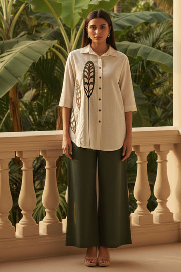 Ivory-Mehendi Cotton Flex Co-Ord Set