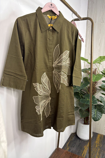 Military Green Cotton Flex Co-Ord Set